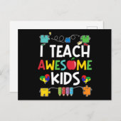 I Teach Awesome Kids shirt Autism Awareness puzzle Postkarte (Vorne/Hinten)