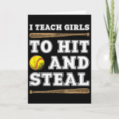 I Teach Girls To Hit And Steal - Funny Softll Coac Karte (Vorderseite)