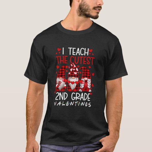 I Teach The Cutest 2nd Grade Valentines Gnome Teac T-Shirt (Vorderseite)