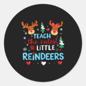 I Teach The Cutest Little Reindeers Teacher Christ Runder Aufkleber (Vorderseite)