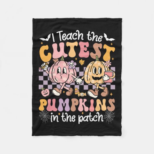 I Teach The Cutest Pumpkins In the Patch Retro Tea Fleecedecke (Vorderseite)
