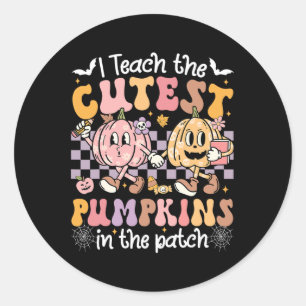 I Teach The Cutest Pumpkins In the Patch Retro Tea Runder Aufkleber