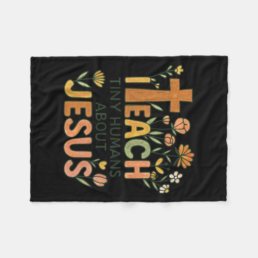 I Teach Tiny Humans About Jesus Christian Teacher Fleecedecke (Vorderseite (Horizontal))
