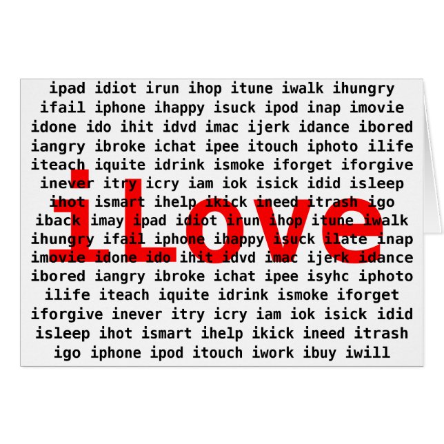 I Text-Entwurfs-Karte der Liebe-U (Vorderseite (Horizontal))