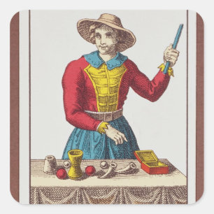 I The Magician, sieben Tarot-Karten Quadratischer Aufkleber