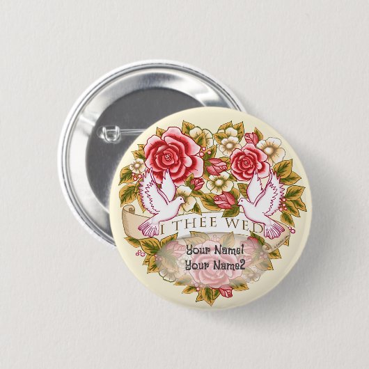 I The Wed Hochzeit Button-Taste Button (Vorne & Hinten)