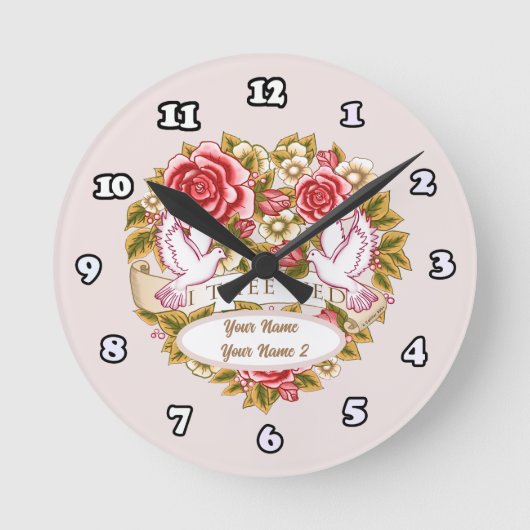 I The Wed Hochzeitsuhr Runde Wanduhr (Vorderseite)