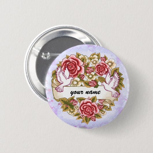 I The Wed Wedding Heart Knopf Button (Vorne & Hinten)