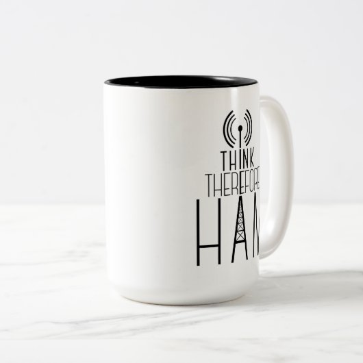 "I Think folglich I HAM" Amateur-Radio-Tasse Zweifarbige Tasse (VorderseiteRechts)
