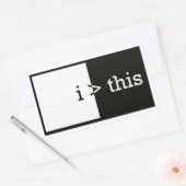 i > this (i bin größer als dieser) rechteckiger aufkleber (Umschlag)