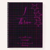 "I Thrive" Zitat Selbstpflege Journal rosa Text Notizblock (Vorderseite)