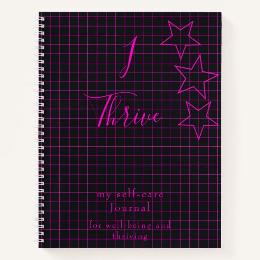 "I Thrive" Zitat Selbstpflege Journal rosa Text Notizblock (Vorderseite)