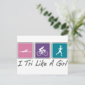 i tri wie ein Mädchen (Triathlete) Postkarte (Stehend Vorderseite)