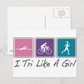 i tri wie ein Mädchen (Triathlete) Postkarte (Vorne/Hinten)