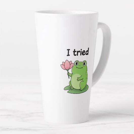 "I Tried" Froggy Effort Design Milchtasse (Rechte Ecke)