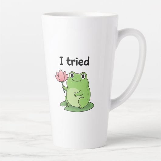 "I Tried" Froggy Effort Design Milchtasse (Rechts)