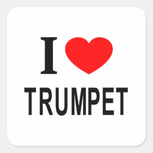 I ❤️ TRUMPET I LIEBE TRUMPET I HERZSTRECKET QUADRATISCHER AUFKLEBER