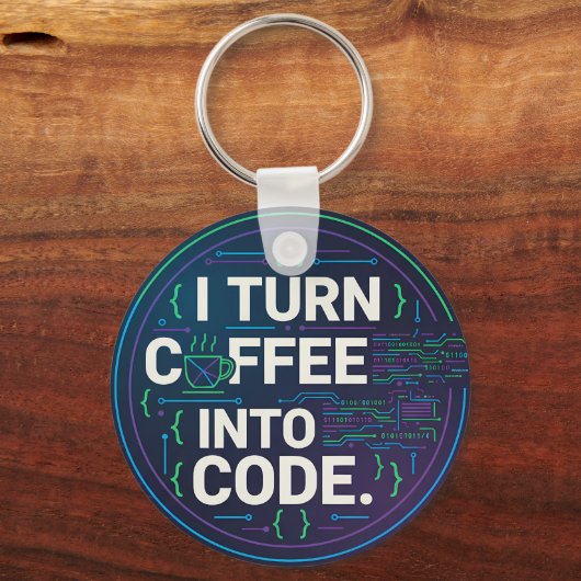 I Turn Coffee Into Code – Funny Progra Schlüsselanhänger (Vorderseite)