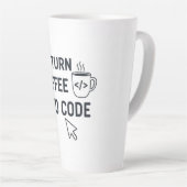 I Turn Coffee Into Code - Funny Programmer Quote Milchtasse (Rechte Ecke)