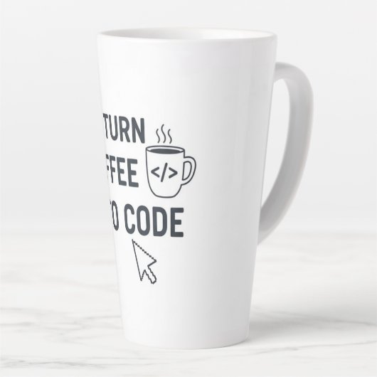 I Turn Coffee Into Code - Funny Programmer Quote Milchtasse (Rechte Ecke)