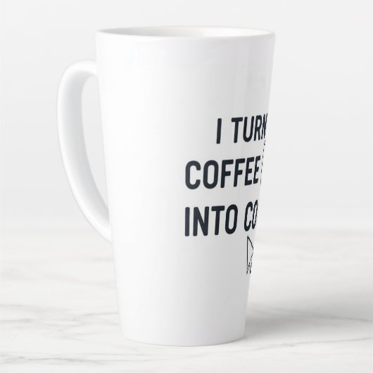 I Turn Coffee Into Code - Funny Programmer Quote Milchtasse (Linke Ecke)
