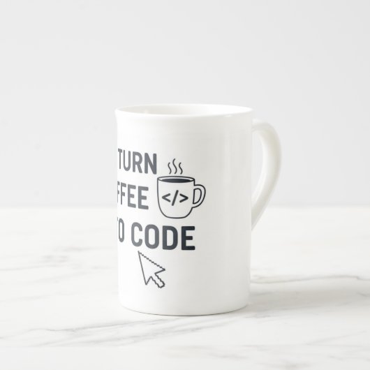I Turn Coffee Into Code - Funny Programmer Quote Porzellantasse (Vorderseite Rechts)