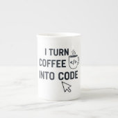 I Turn Coffee Into Code - Funny Programmer Quote Porzellantasse (Vorderseite)