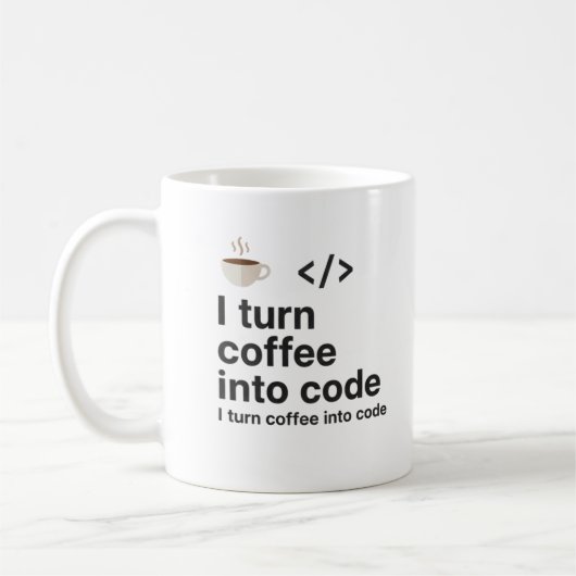 I Turn Coffee Into Code Mug – Funny Programmer Kaffeetasse (Links)