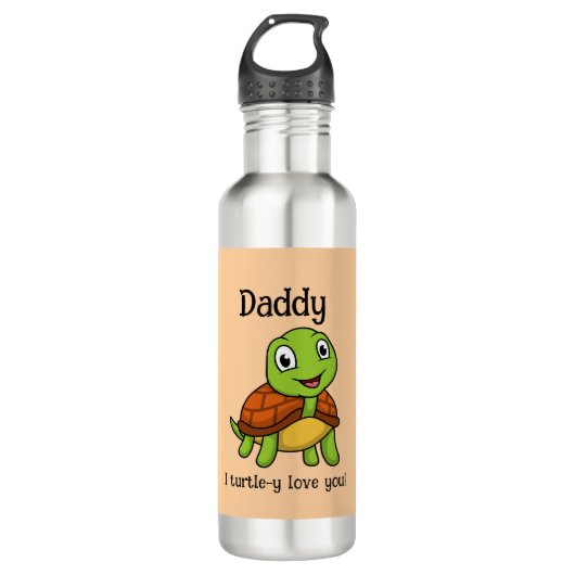 I Turtley Love You Daddy! Cute Father's Day Turtle Edelstahlflasche (Vorderseite)