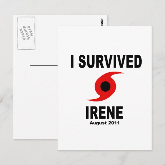 I ÜBERLEBTE IRENE August 2011 Postkarte (Vorne/Hinten)