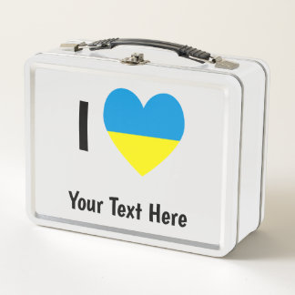 I (Ukrainisches Flaggenherz) Ihr Personalisierter  Metall Brotdose