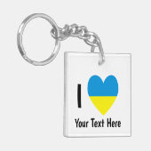 I (Ukrainisches Flaggenherz) Ihr Personalisierter Schlüsselanhänger (Vorderseite links)