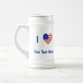 I (USA Flag Heart) Ihr Text Bierglas (Links)