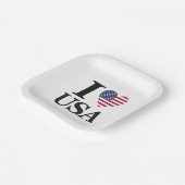 "I ❤️ USA" PAPPTELLER (Gewinkelt)