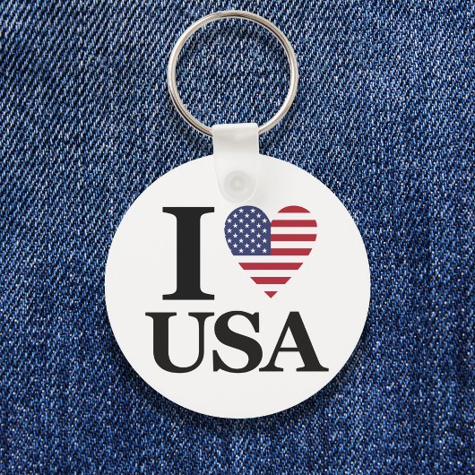 "I ❤️ USA" Runder Schlüsselanhänger
