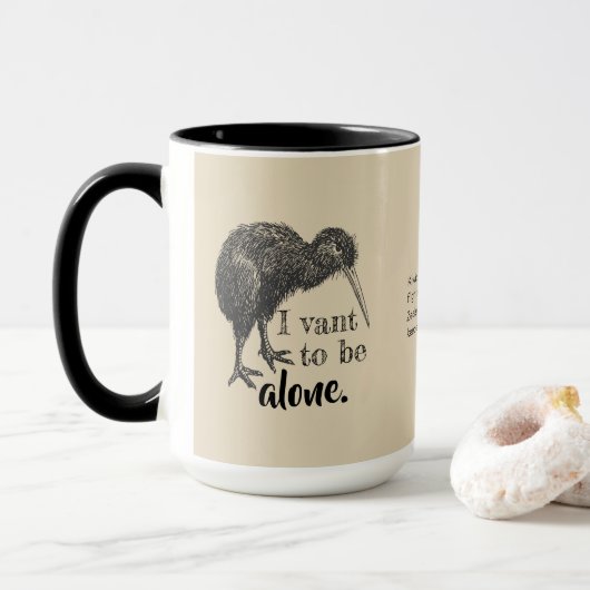 I Vant, zum alleinkiwi-Vogel-Natur zu sein Tasse (Mit Donut)