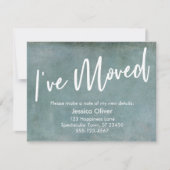 "I ve Moved" Typografie Grunge Blue Ankündigung (Vorderseite)