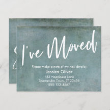 "I ve Moved" Typografie Grunge Blue Ankündigung
