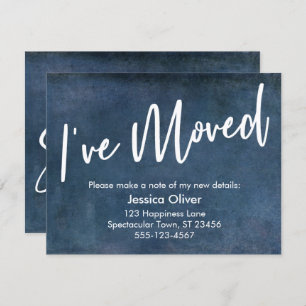 "I ve Moved" Typografy Grunge Navy Ankündigung
