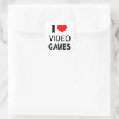 I ❤️ VIDEO SPIELE I LIEBE VIDEO SPIELE I HERZ VIDE QUADRATISCHER AUFKLEBER (Tasche)