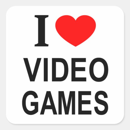 I ❤️ VIDEO SPIELE I LIEBE VIDEO SPIELE I HERZ VIDE QUADRATISCHER AUFKLEBER (Vorderseite)