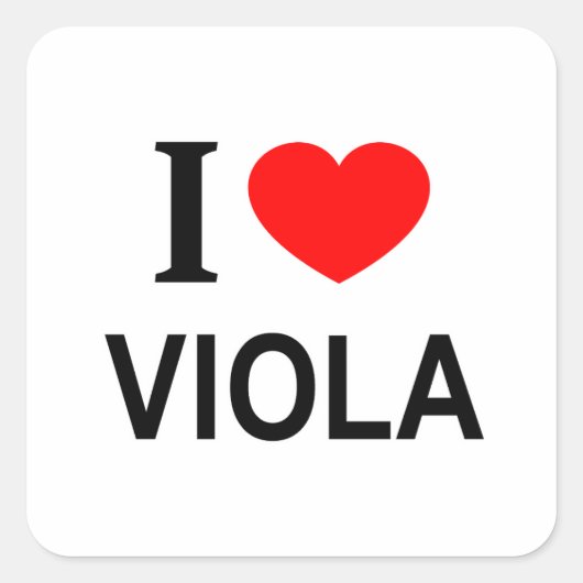 I ❤️ VIOLA I LIEBE VIOLA I HERZVIOLA QUADRATISCHER AUFKLEBER (Vorderseite)