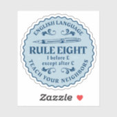 I vor E, außer nach C Rule Funny Aufkleber (Blatt)