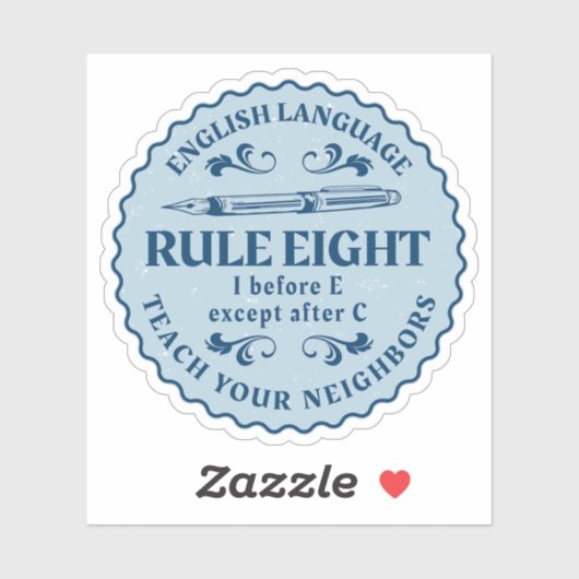 I vor E, außer nach C Rule Funny Aufkleber (Blatt)