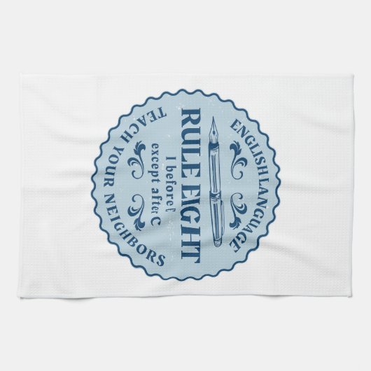 I vor E, außer nach C Rule Funny Geschirrtuch (Horizontal)