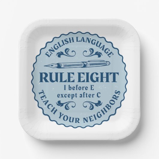 I vor E, außer nach C Rule Funny Pappteller (Vorderseite)