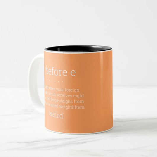 I Vor E - Grammatikregel Tasse - Gold (Vorderseite Links)