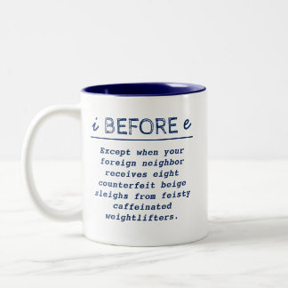 I vor E - lustige Lehrer-Tasse Zweifarbige Tasse