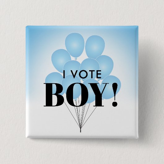 I Vote Boy Blue Ballons Gender Reveal Party Button (Vorderseite)
