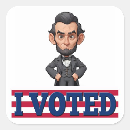 I Voted Character Quadratischer Aufkleber (Vorderseite)